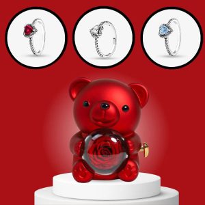 Anel de compromisso com porta-joias e urso | HEARTISO_ROSBEAR